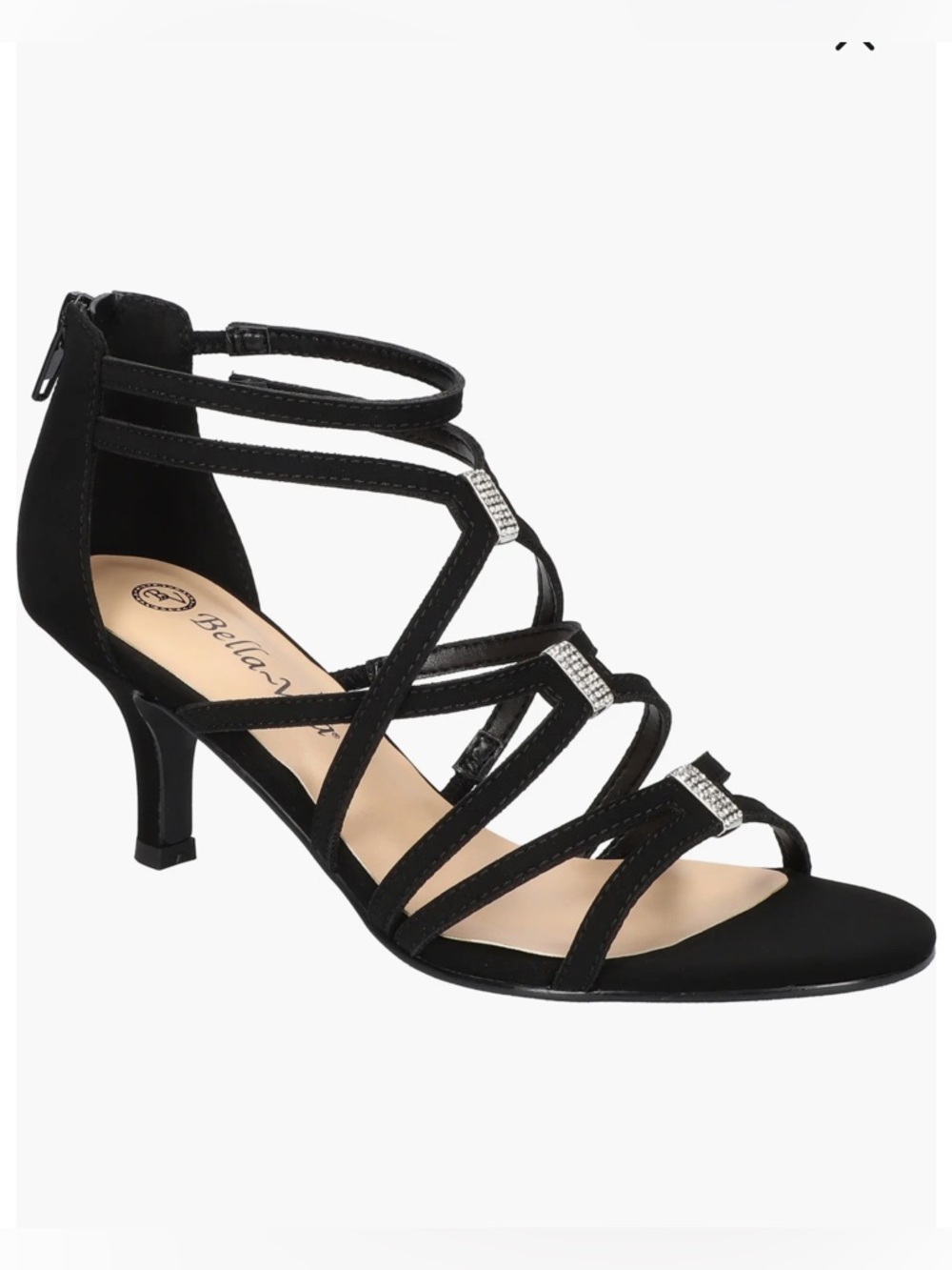 NIB Bella Vita Karlette Black Strappy Rhinestone Dress Sandals 9M